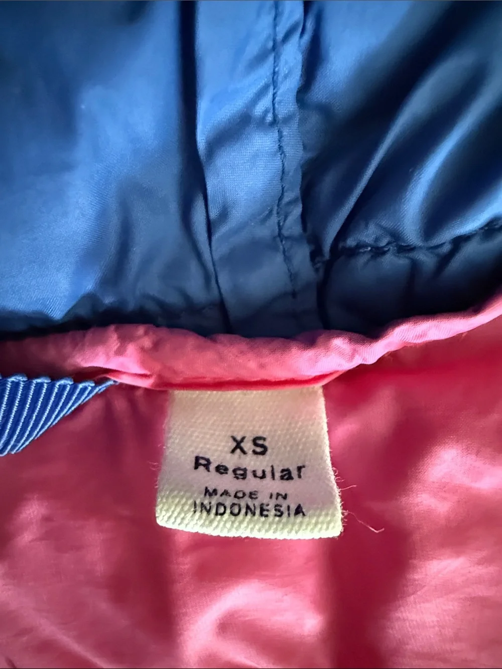 Kids Blue Hooded Puffer Jacket - Pink Lining